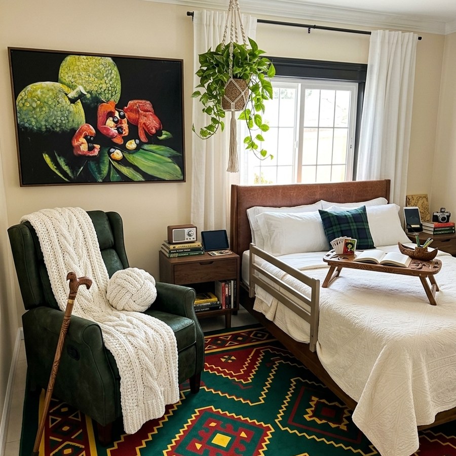 A guest bedroom at the Blue Lotus Jamaica vacation home